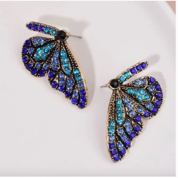 ❤️ FREE Butterfly Insect Rhinestone Boho Peasant Hipster Hippie Art Chic Earring - Picture 3 of 3